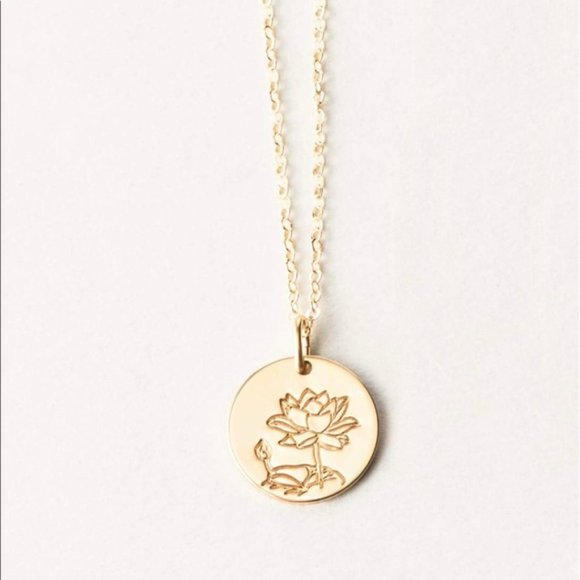 Lotus July Birth Flower Plant Gift Charm Necklace - Picture 2 of 14